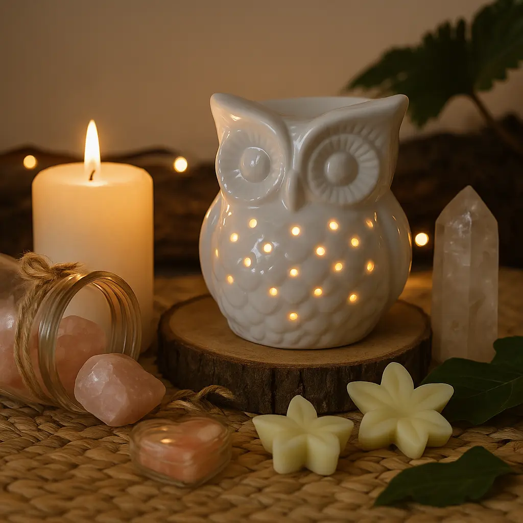 Búho en rincón de meditación