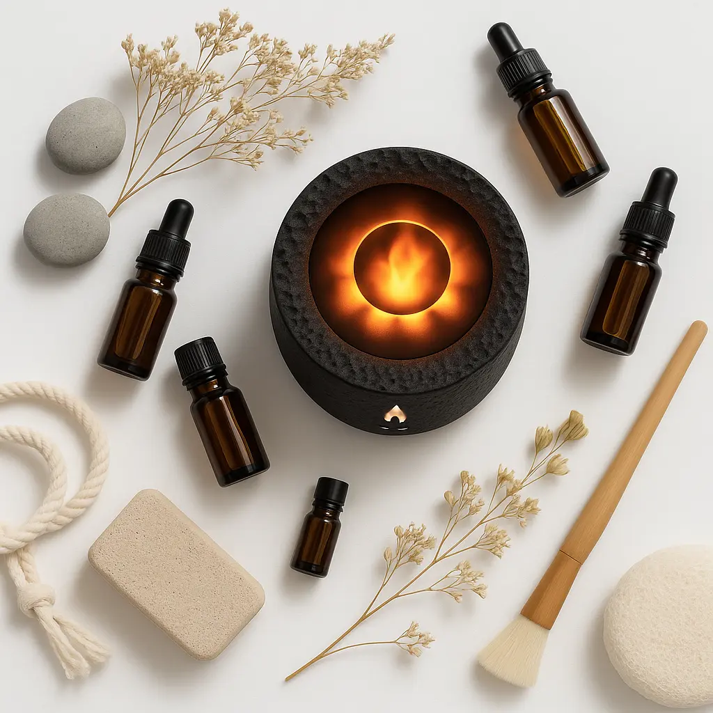 Composición flat lay con accesorios