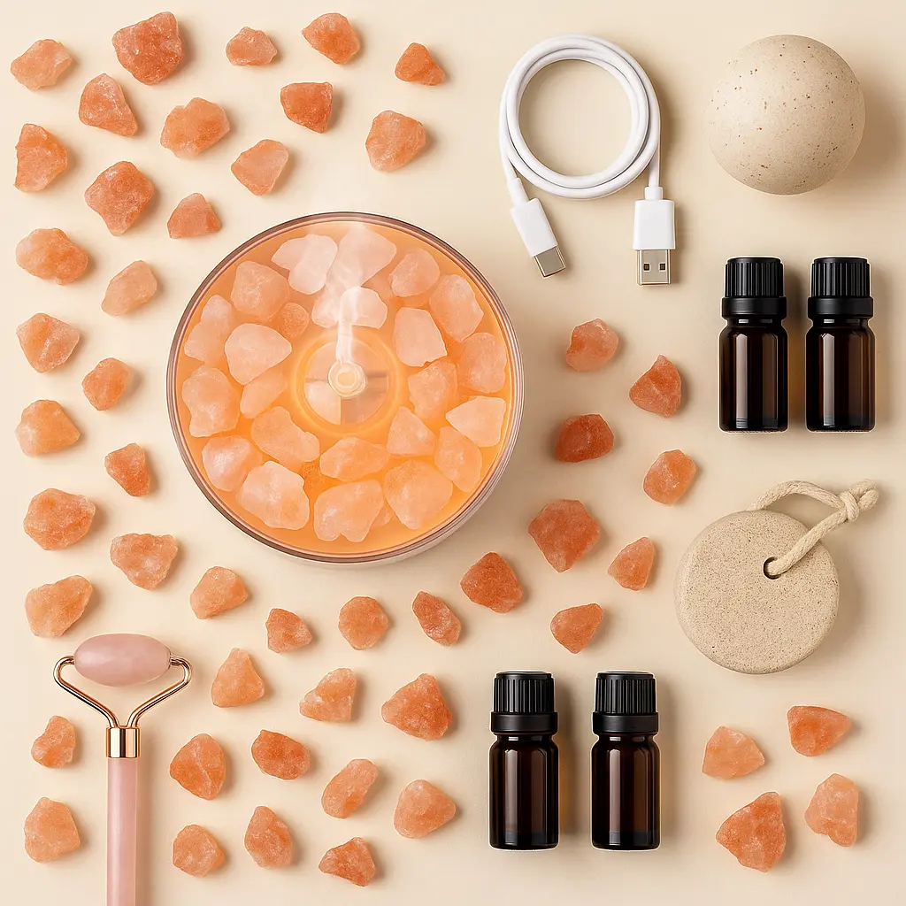 Composición flat lay con sal incluida