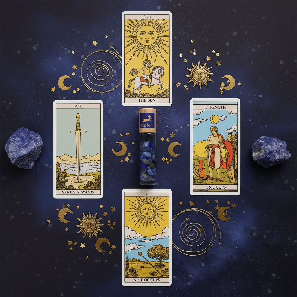 Composición flat lay tarot