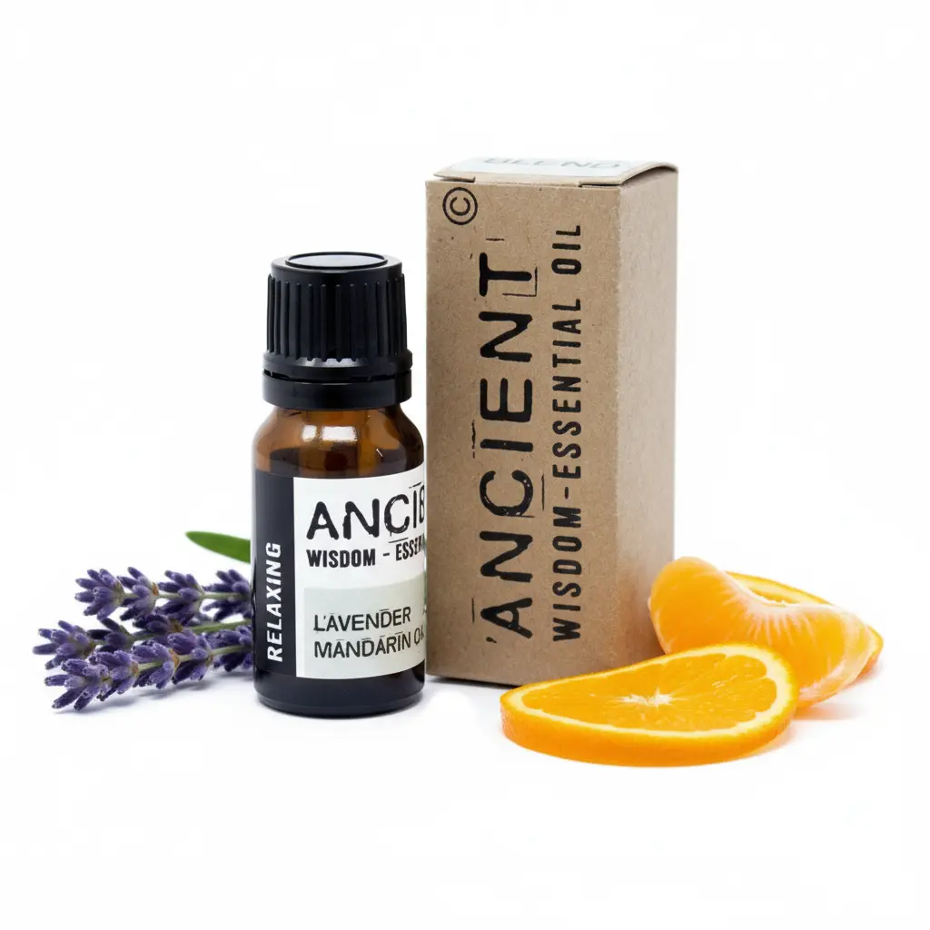 Con lavanda, mandarina y caja - fondo blanco