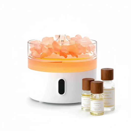 Difusor sal Himalaya iluminado naranja profesional - fondo blanco