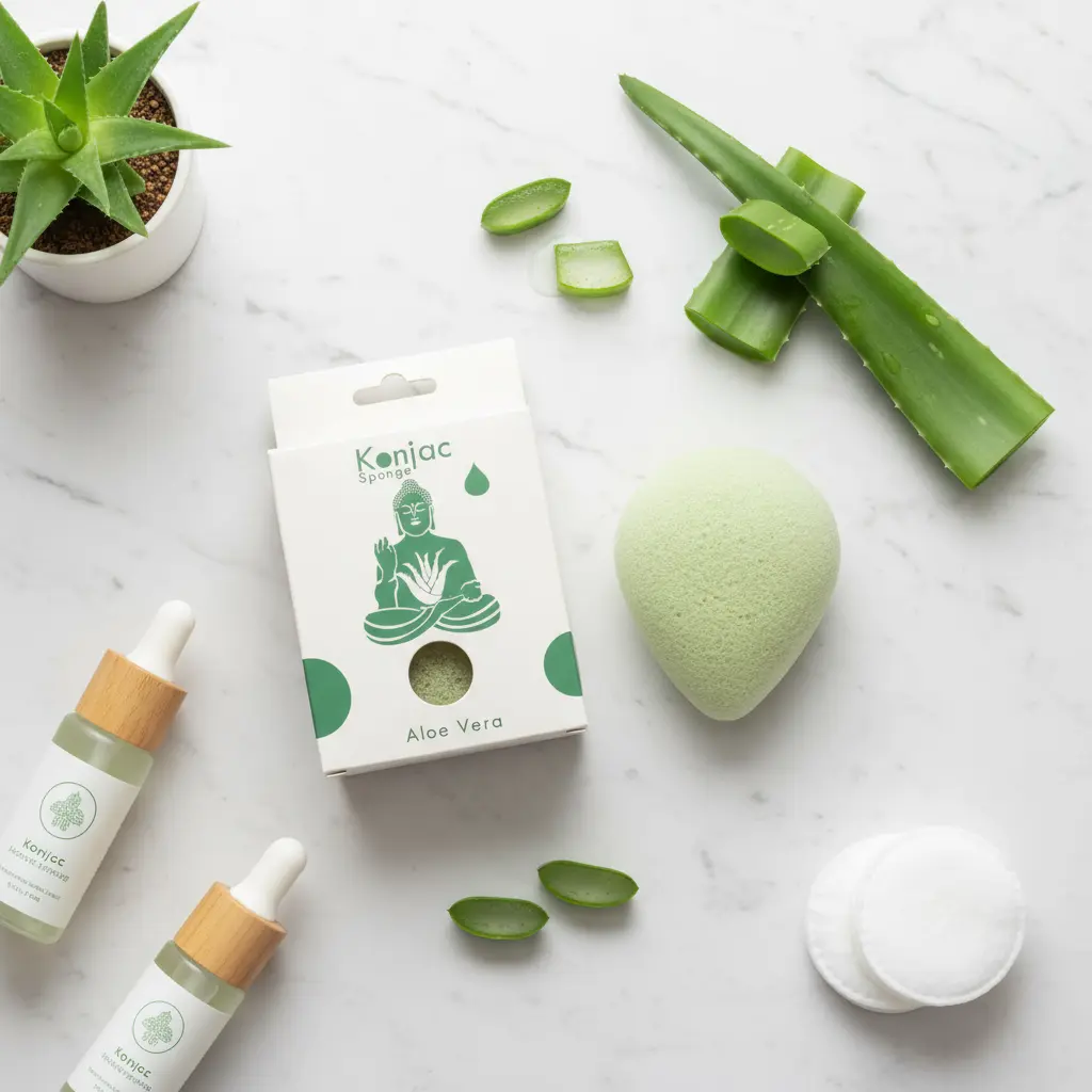 Esponja Konjac flat lay