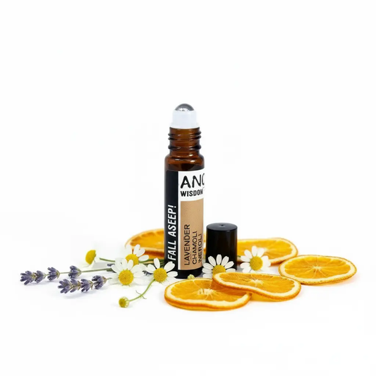 Fall Asleep con lavanda, manzanilla y naranja - fondo blanco neutro