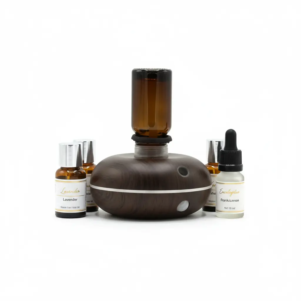 Mini nebulizador profesional con aceites - fondo blanco