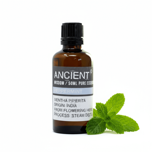 Presentación fondo blanco con hojas de menta