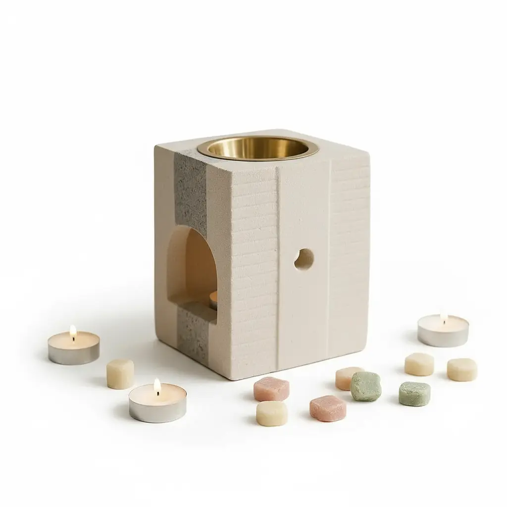 Quemador arenisca cuadrado - fondo blanco original con elementos