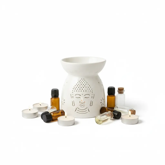 Quemador Buda blanco con recorte - fondo blanco